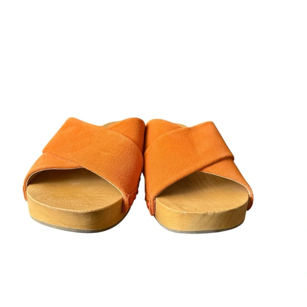 SCHUTZ Jett Suede Clogs sandals in Bright Tangerine size 8.5 - Picture 5 of 10